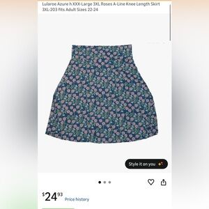 💐2/$25 💐 LuLaRoe Plus Size Blue and Pink Floral Azure Skirt